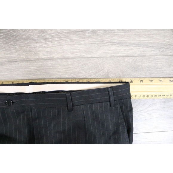 Canali Mens Pinstripe Three Button Suit Black Wool Size 52R X 36 - Picture 14 of 16